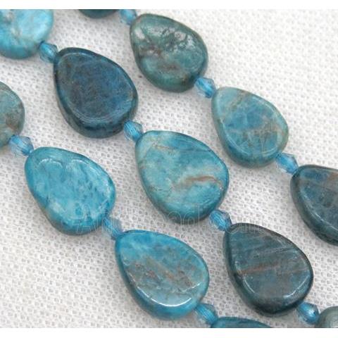 Apatite teardrop beads, blue