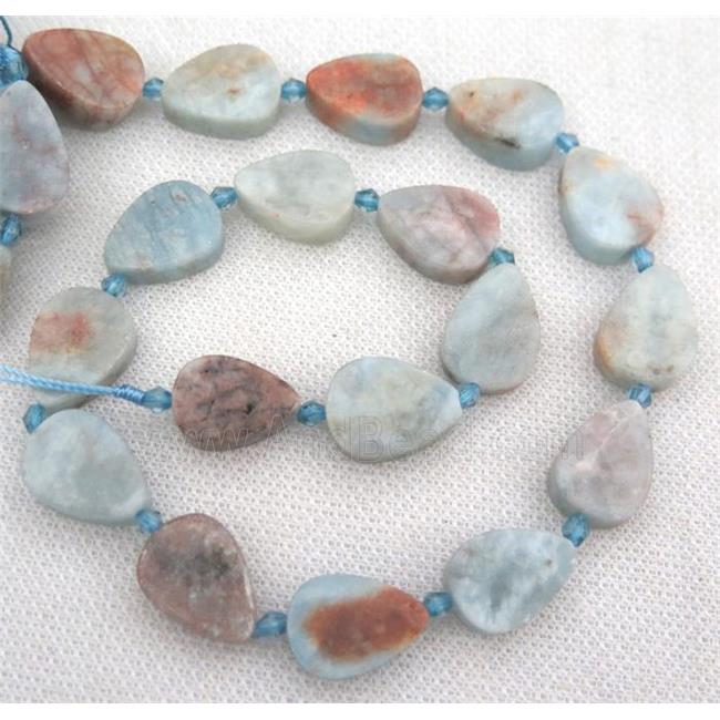 Aquamarine teardrop beads, blue