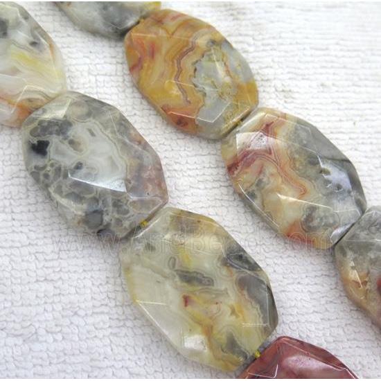yellow Crazy Agate Beads, faceted oval
