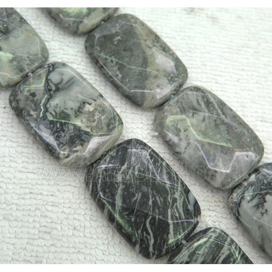 gray picture jasper beads, faceted rectangle