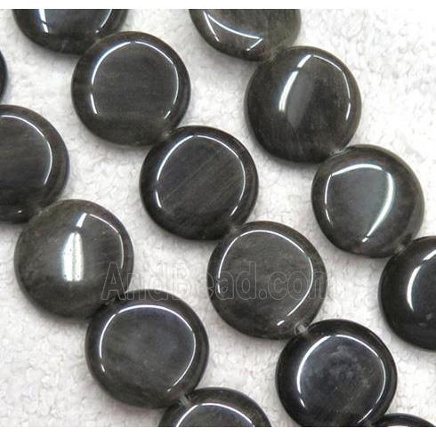 gold-Obsidian beads, flat round