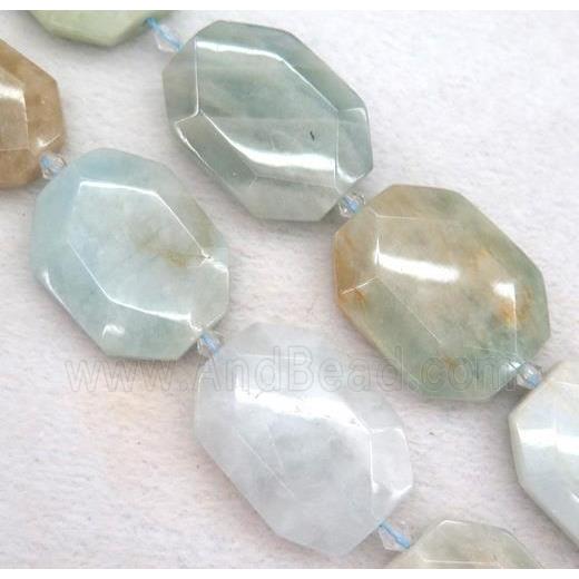 Aquamarine slice beads, faceted freeform, AB-grade