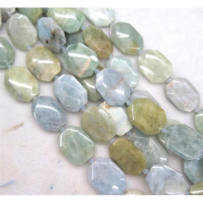 Aquamarine slice beads, faceted freeform, AB-grade