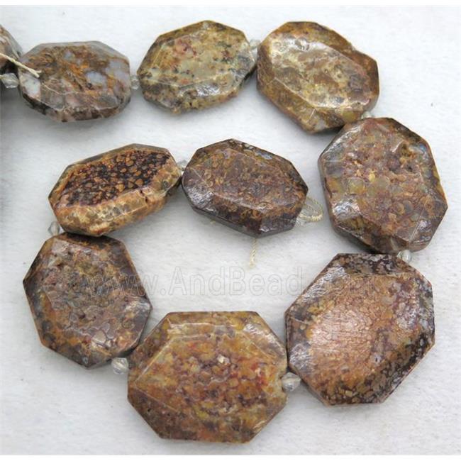 offee opal jasper slice bead, faceted freeform