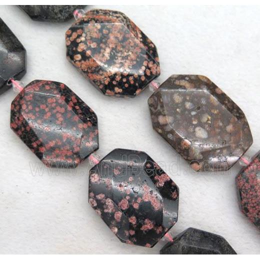 red snowflake jasper slice beads, faceted freeform