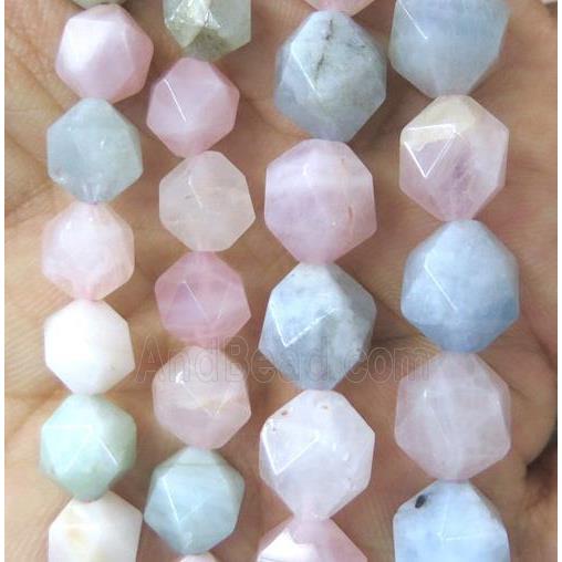 natural Morganite beads cut round multicolor