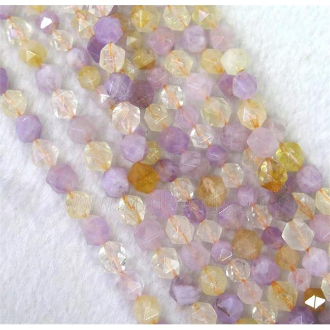 Amethyst citrine beads cut round