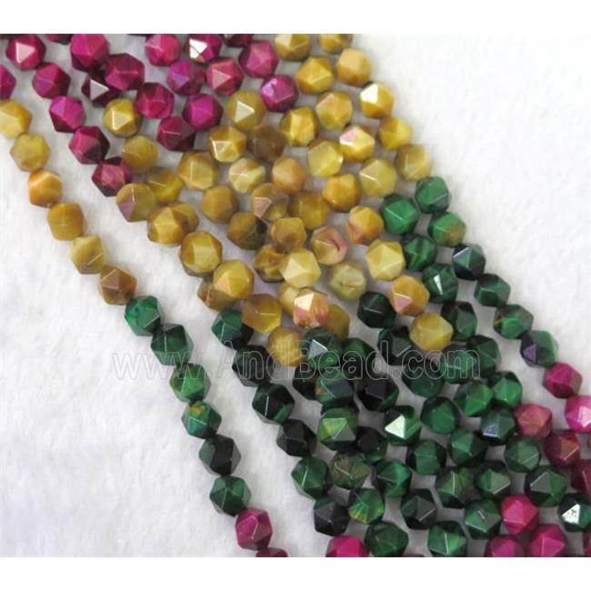 tiger eye stone beads cut round mix color