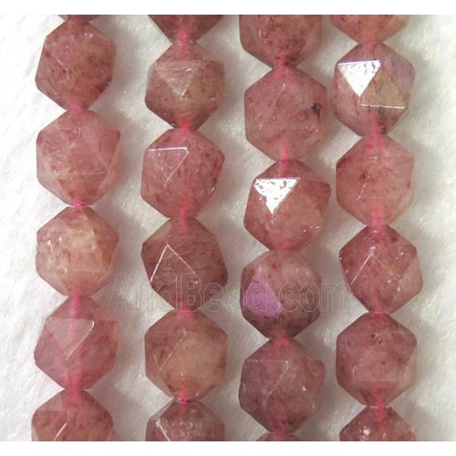 natural pink Strawberry Quartz beads cut round
