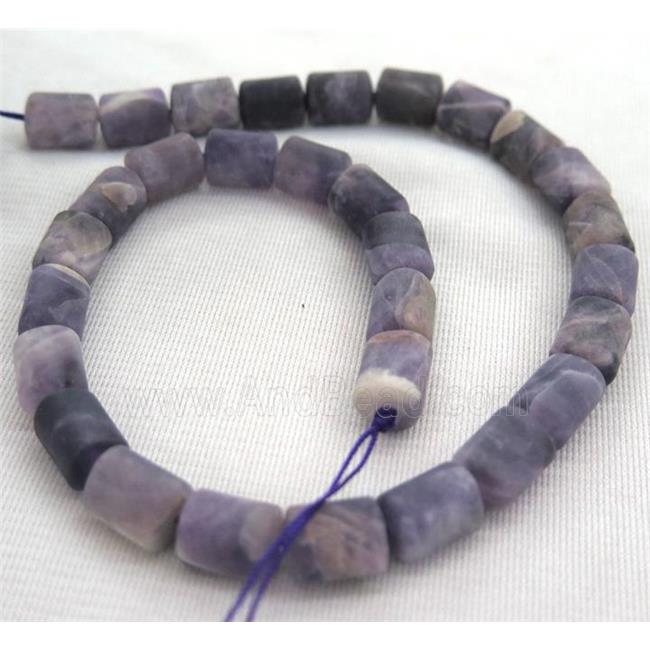 matte Dogtooth Amethyst beads, 3faces tube