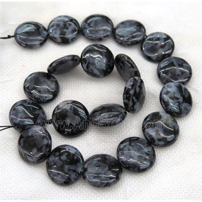 natural black Indigo Gabro beads, flat-round