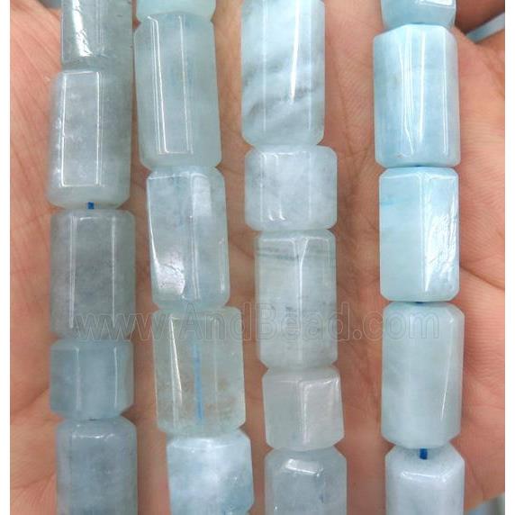 Aquamarine tube beads
