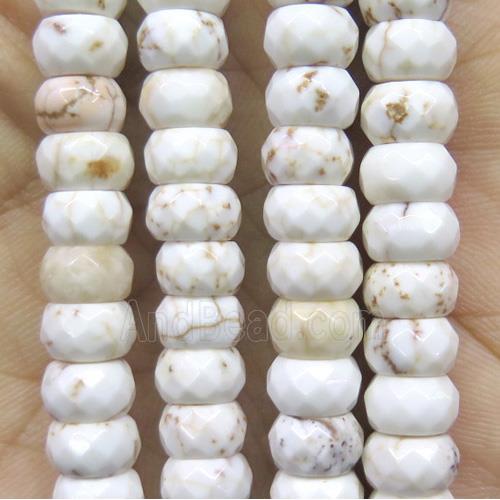 white turquoise beads, faceted rondelle