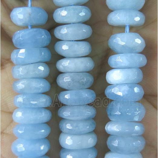 Aquamarine beads, AAA-grade, faceted rondelle, blue