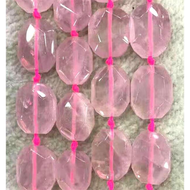 Rose Quartz beads, pink, faceted oval