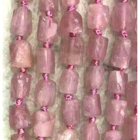 Malagasy Rose Quartz nugget beads, freeform chip, pink