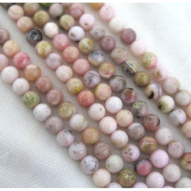 pink opal stone beads, round