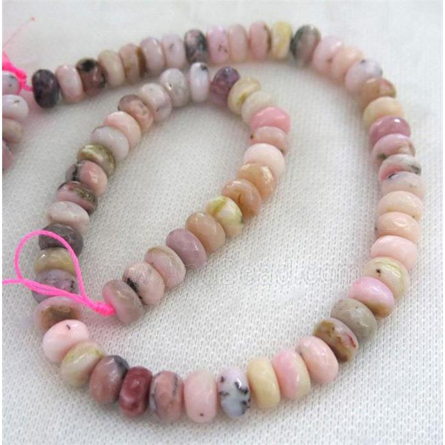 pink Opal Stone beads, faceted rondelle