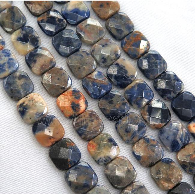 Orange Sodalite beads, faceted square