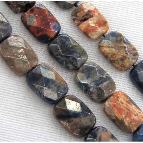 Orange Sodalite beads, faceted rectangle