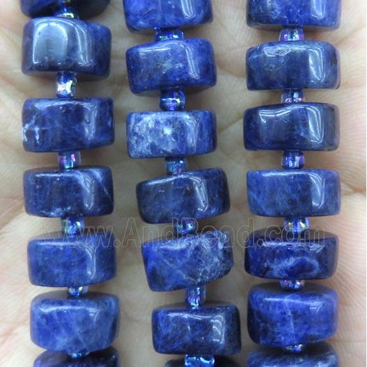 sodalite heishi beads, blue