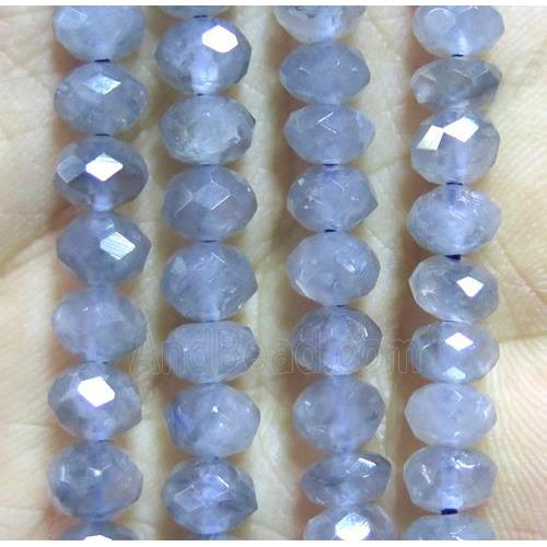 gray Cloudy Quartz beads, faceted rondelle