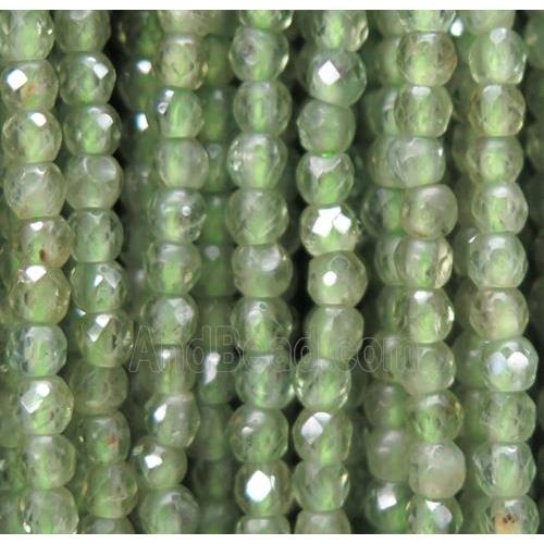 tiny green Peridot beads, faceted round