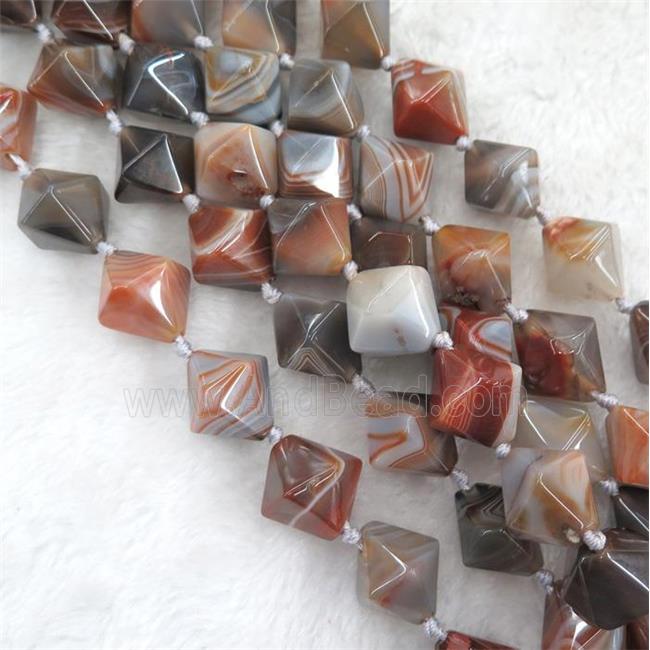 botswana agate beads, bicone, brown dye