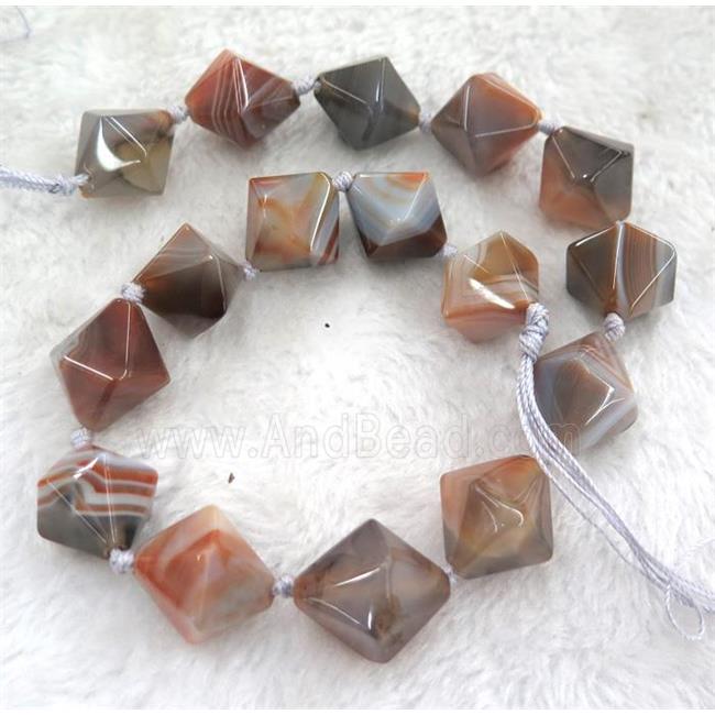 botswana agate beads, bicone, brown dye