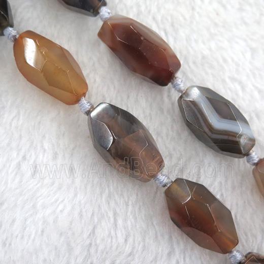 brown botswana agate beads, faceted rice, dye