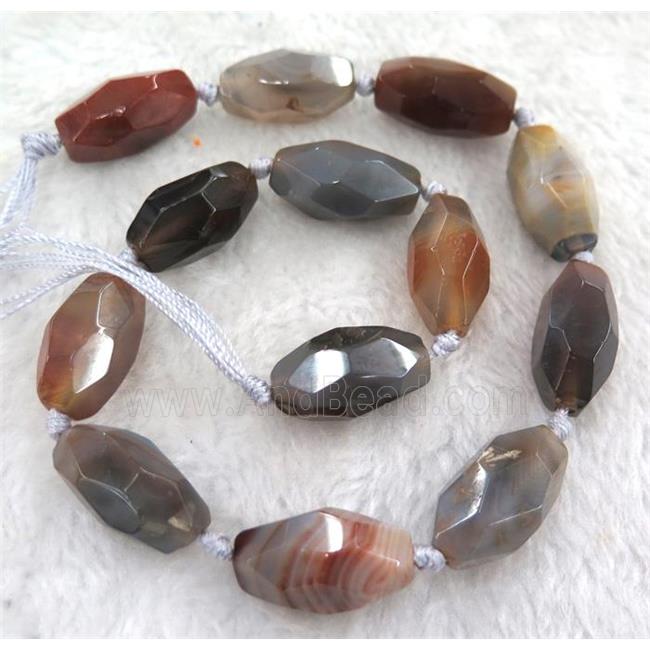 brown botswana agate beads, faceted rice, dye