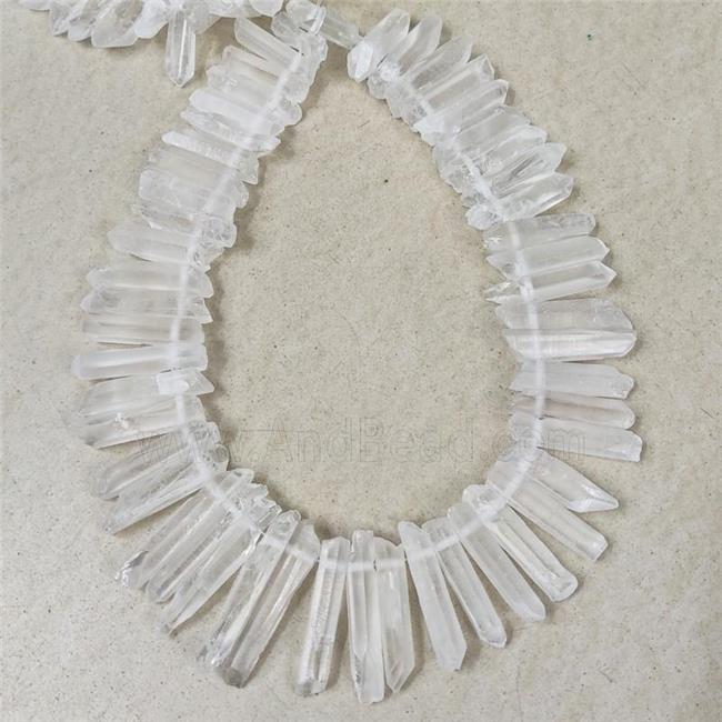 clear quartz collar beads, stick, freeform