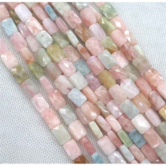 beryl Morganite beads, faceted rectangle