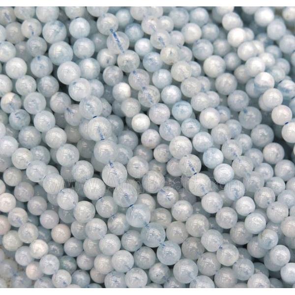 round Aquamarine beads, light blue