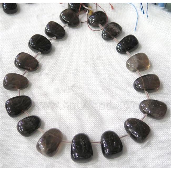 Smoky Quartz beads collar, teardrop, top-drilled