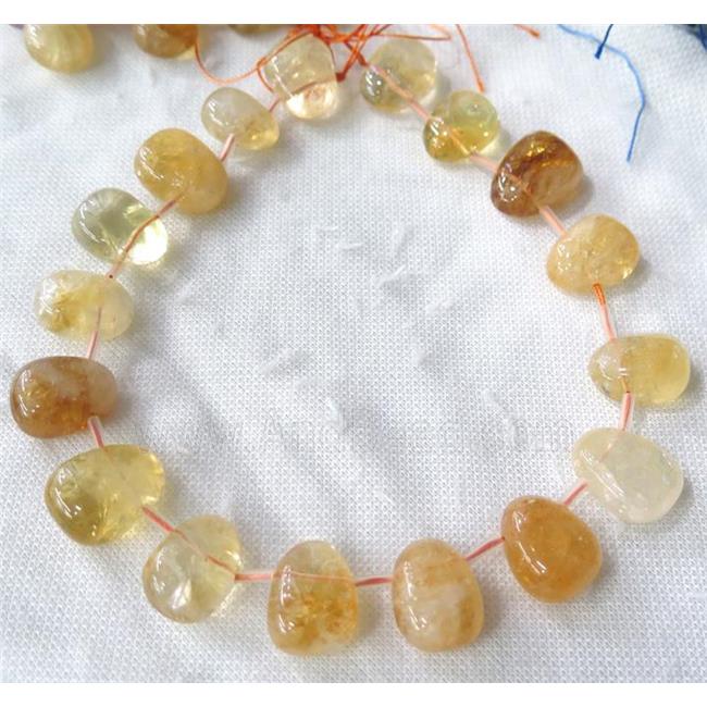 citrine collar beads, teardrop, top-drilled, yellow