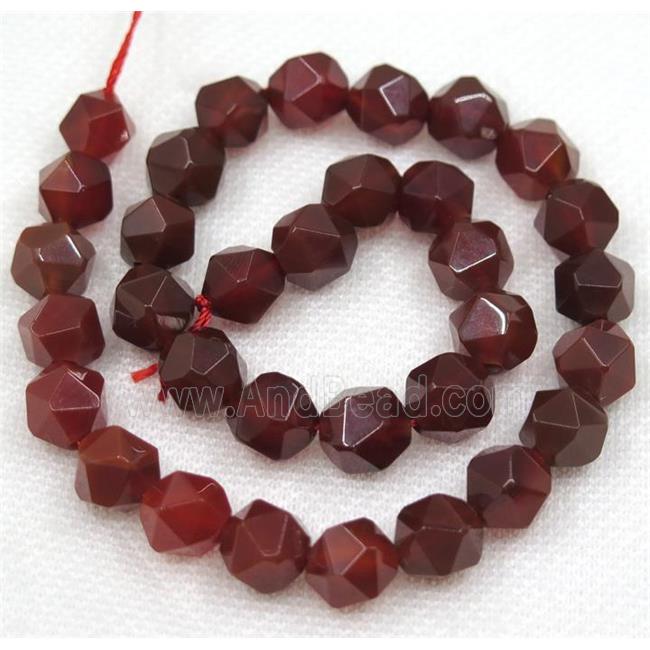 Red Agate Beads Cutted Round