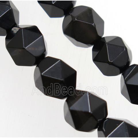 Black Agate Beads Cutted Round