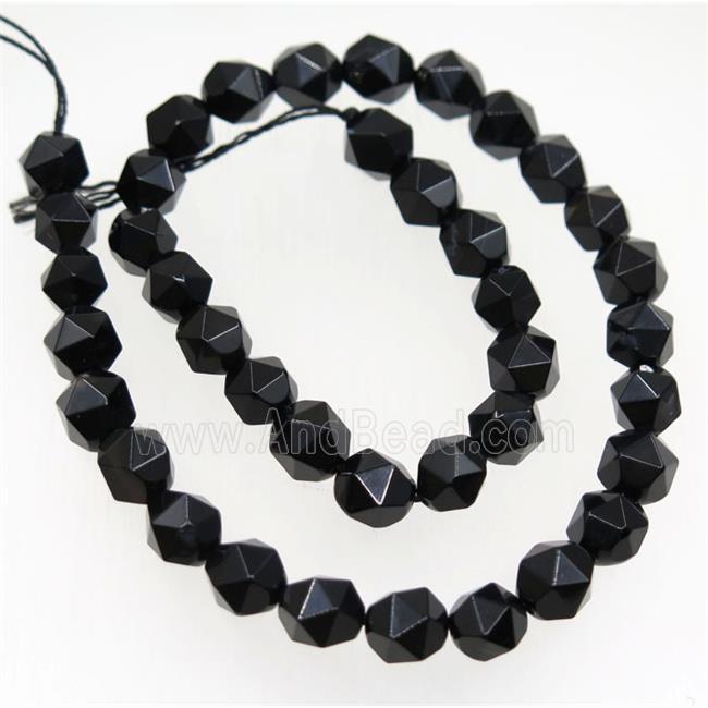 Black Agate Beads Cutted Round