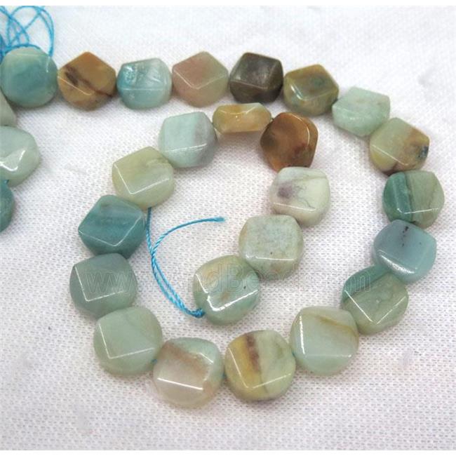 Amazonite beads, faceted flat round