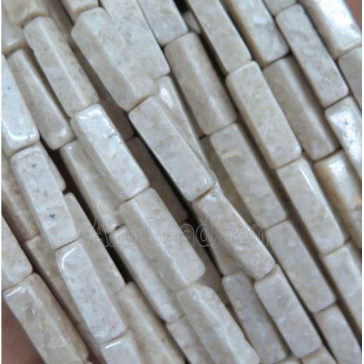 white Chinese River Jasper tube beads, Grade B