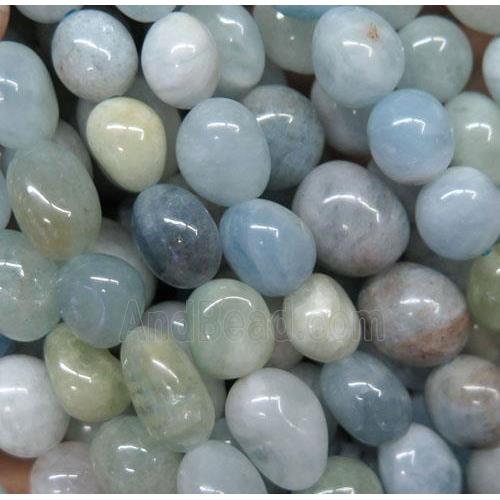 Aquamarine chip bead, freeform, Grade B