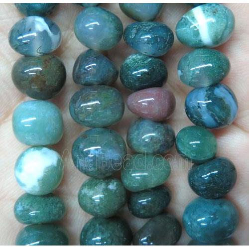 Indian Agate bead chip, green, freeform