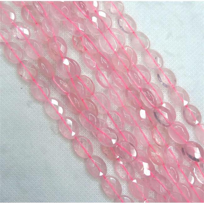Rose Quartz beads, faceted oval, pink