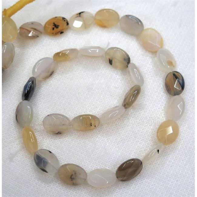 Chinese Heihua Agate beads, faceted oval
