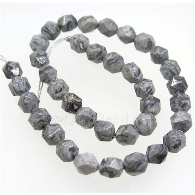 Gray Map Jasper Beads Cut Round