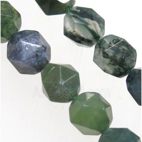 Green Moss Agate Beads Cutted Round