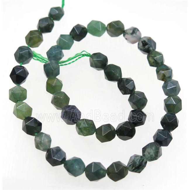 Green Moss Agate Beads Cutted Round