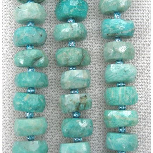 green Russian Amazonite bead, faceted rondelle