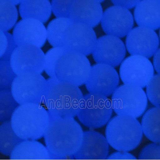 blue GlowStone beads, round